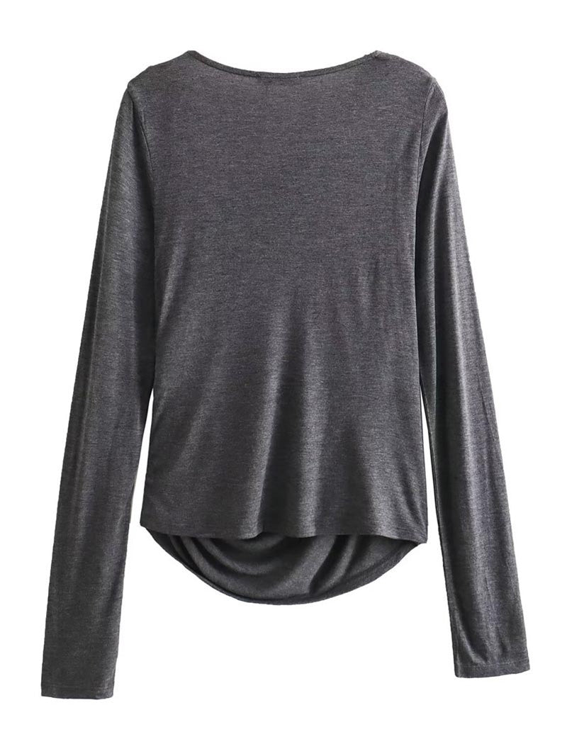 Draped Ruched Long-Sleeve Top