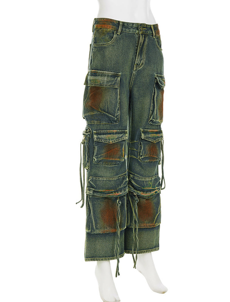 Loose-Fit Cargo Denim Pants