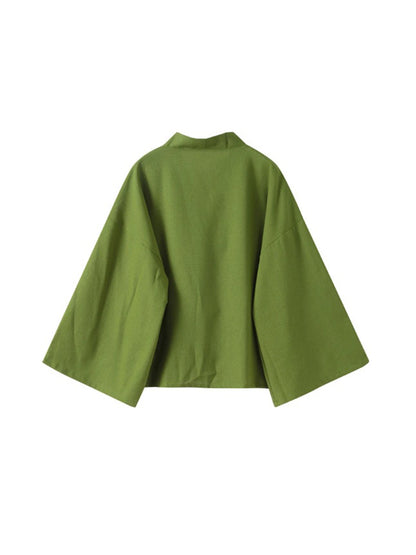 Solid Tie-Front Blouse and Pants Set