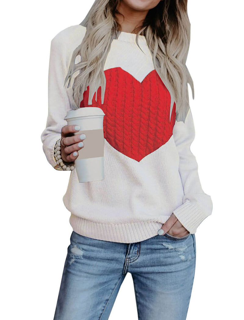 Knit Sweater with Heart Pattern