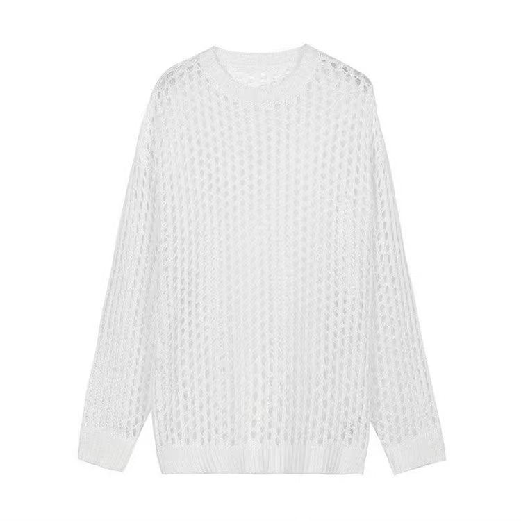 Open-Knit Long-Sleeve Top