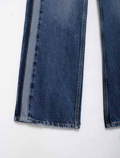 High-Waisted Wide-Leg Jeans with Side Stripes