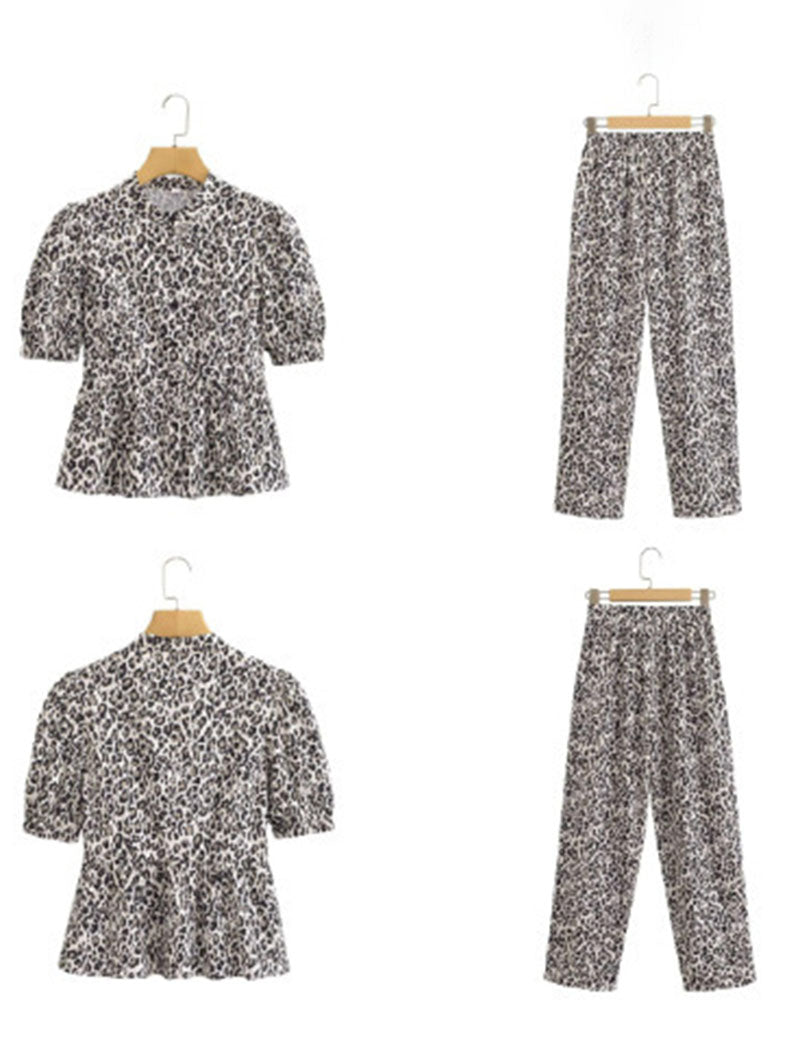 Leopard Print Top and Pants Set