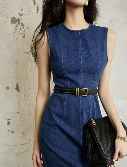 Denim sleeveless Pencil Maxi Dress