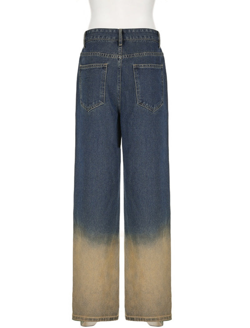 Ombre Wide-Leg Denim Pants