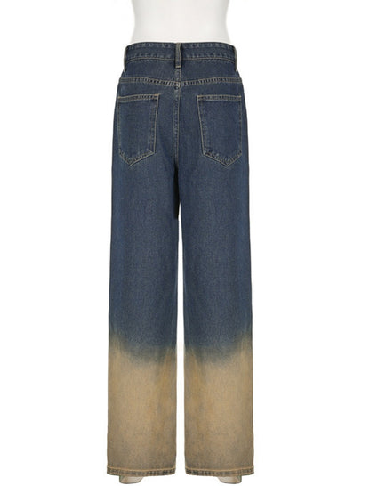 Ombre Wide-Leg Denim Pants