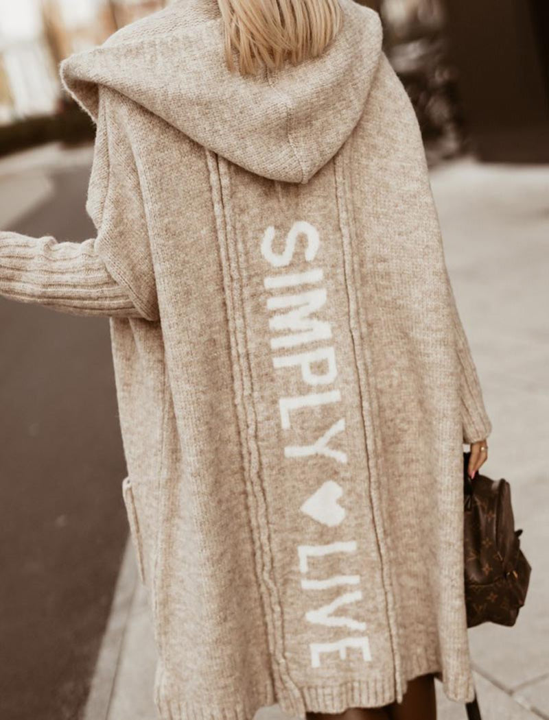 Hooded Longline Knit Coat