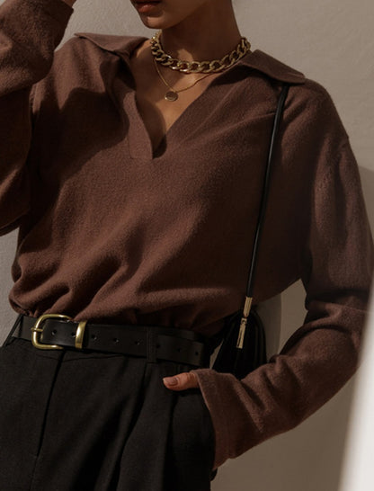 V-Neck Long-Sleeve Polo Shirt