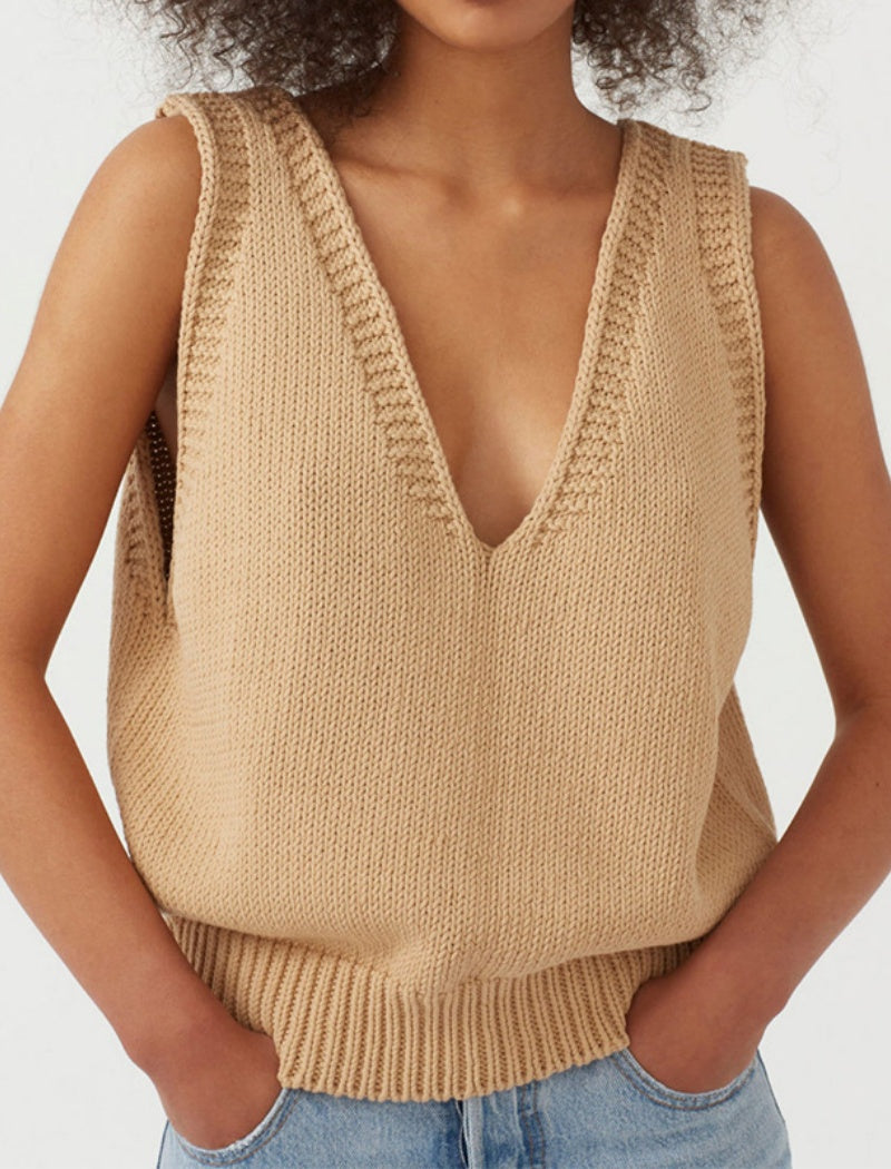 V-neck Knit Sleeveless Vest