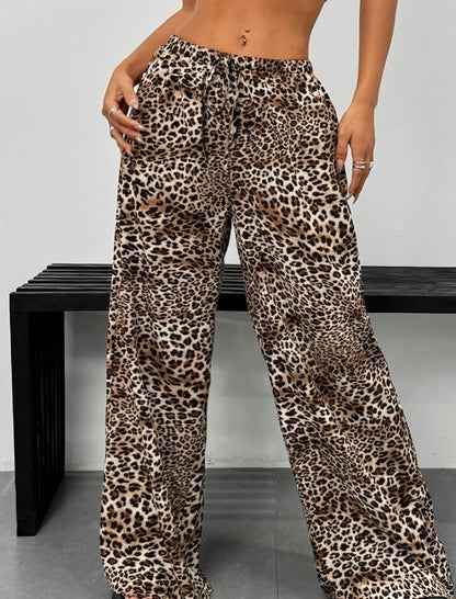 Wide-Leg Leopard Print Pants