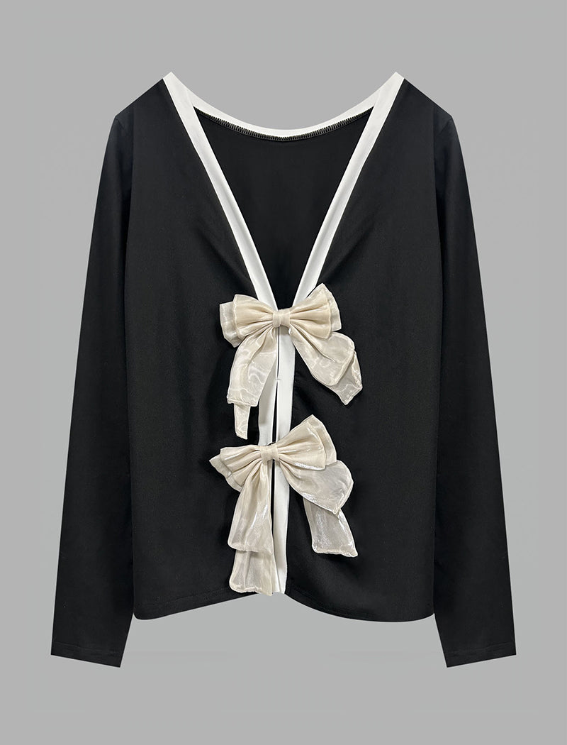 Bow Tie Long Sleeve Top