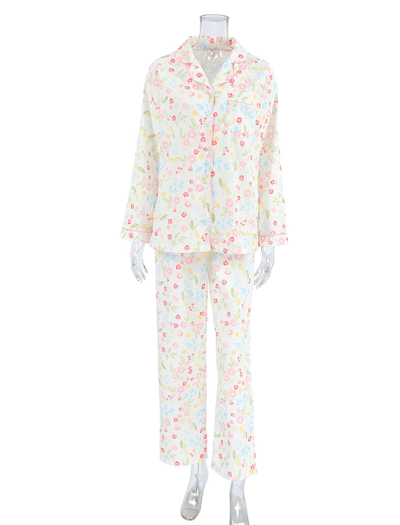 Floral Print Long Pajama Set