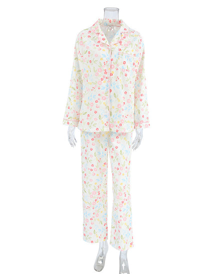 Floral Print Long Pajama Set