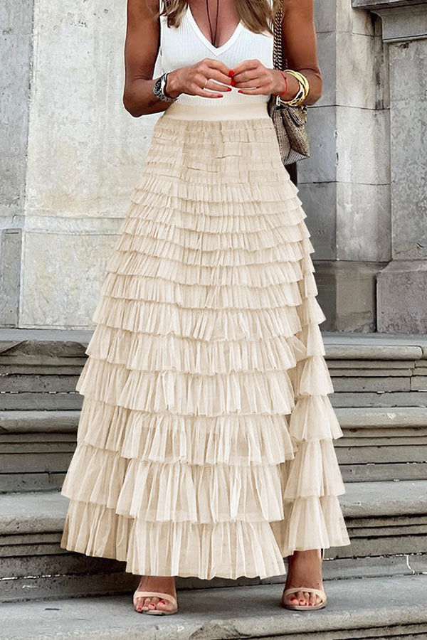 Tiered Ruffle Maxi Skirt