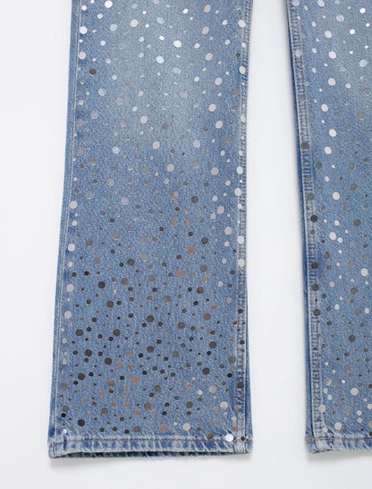 Star Studded Wide-Leg Jeans