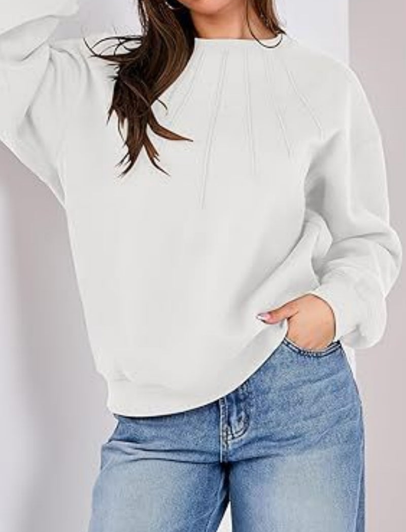 Pleated Detail Crewneck Top