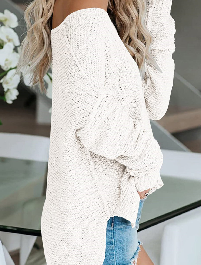 Oversized V-Neck Knit Sweater