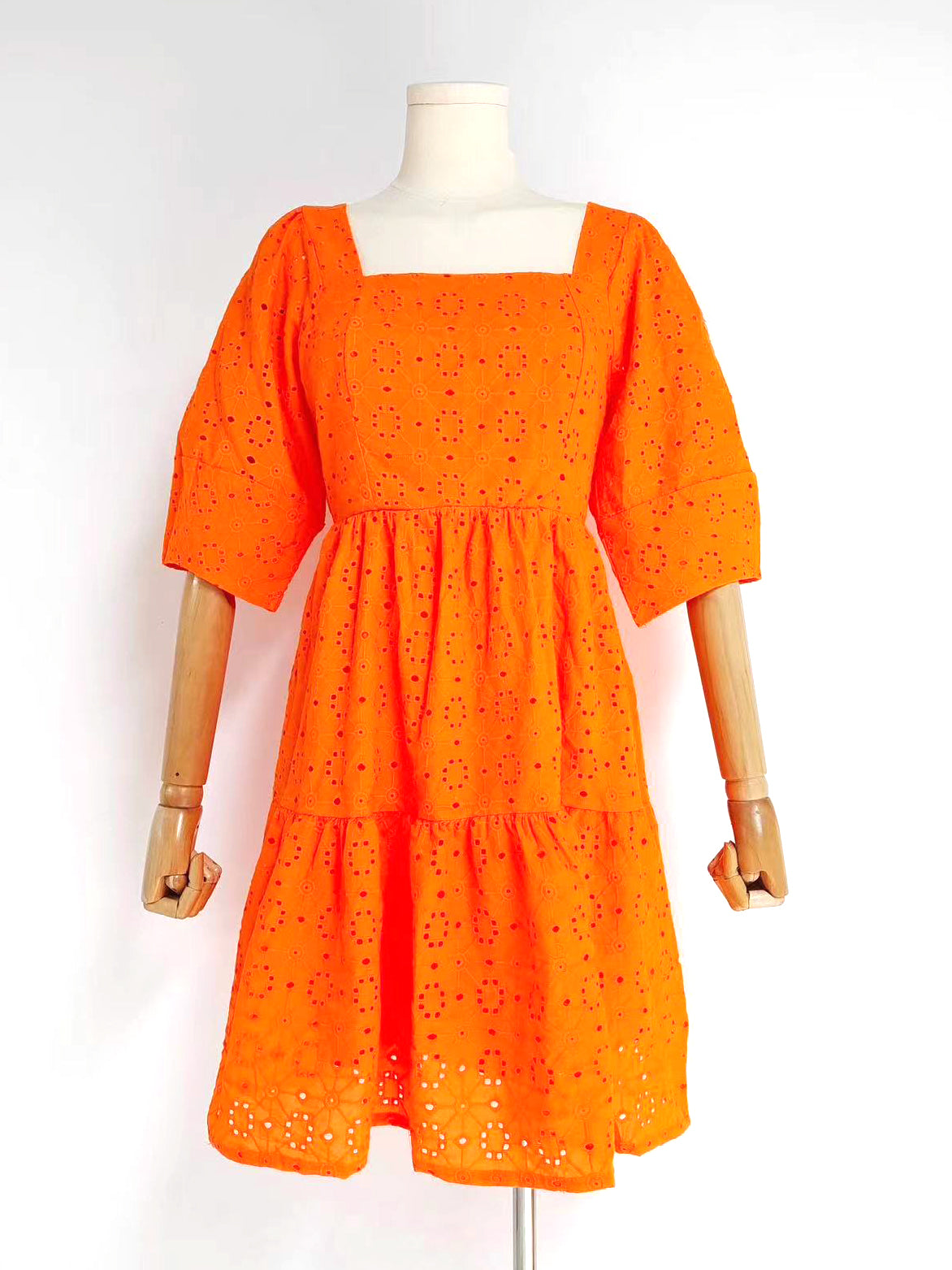 Eyelet Smocked Midi Dress