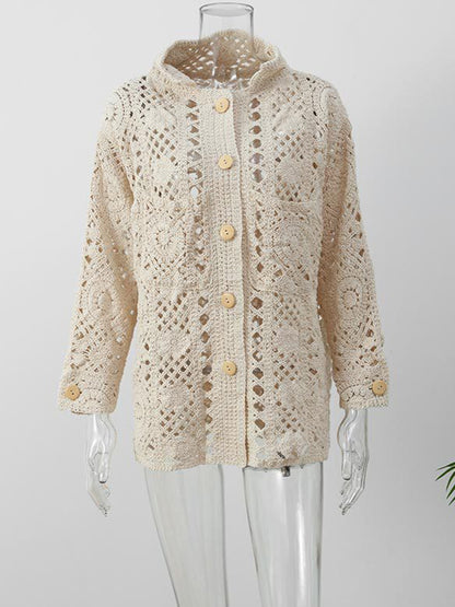 Oversized Crochet Button-Up Shirt