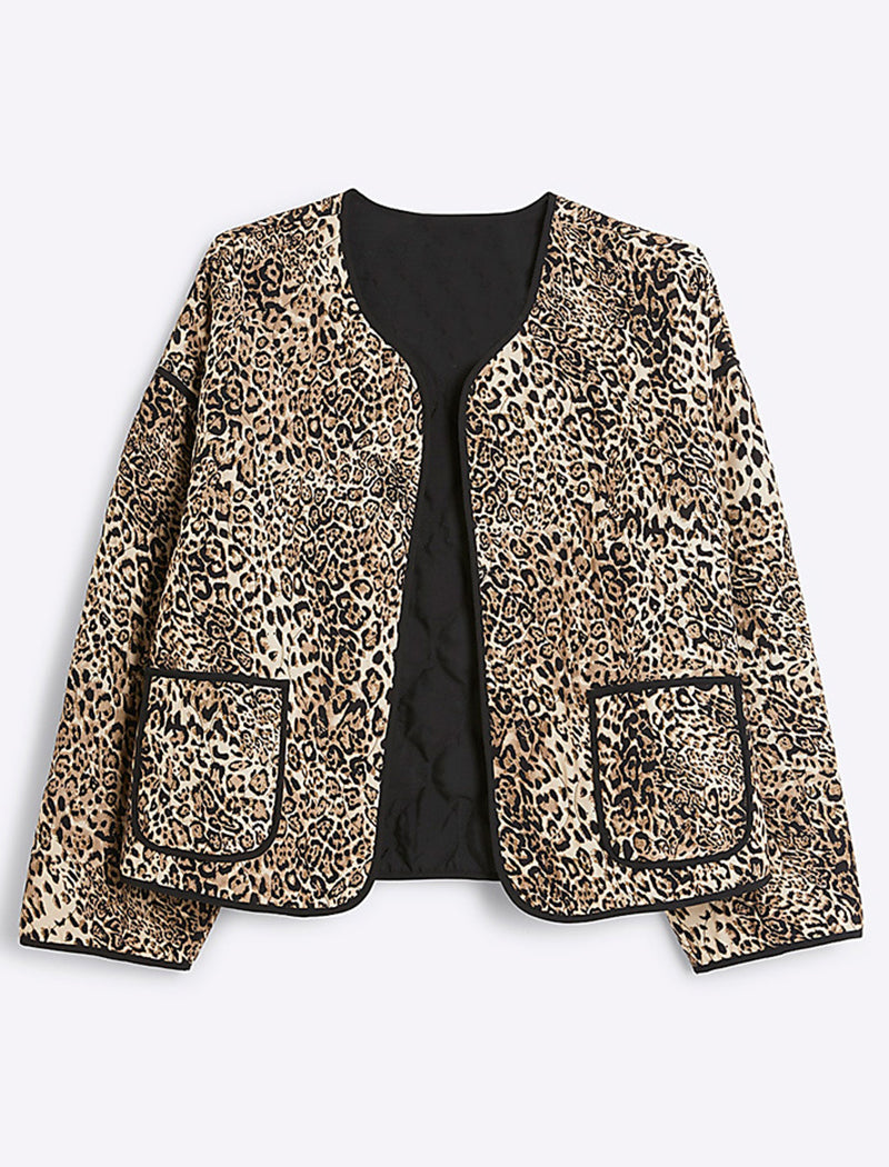 Leopard Quilted Bomber Jacket