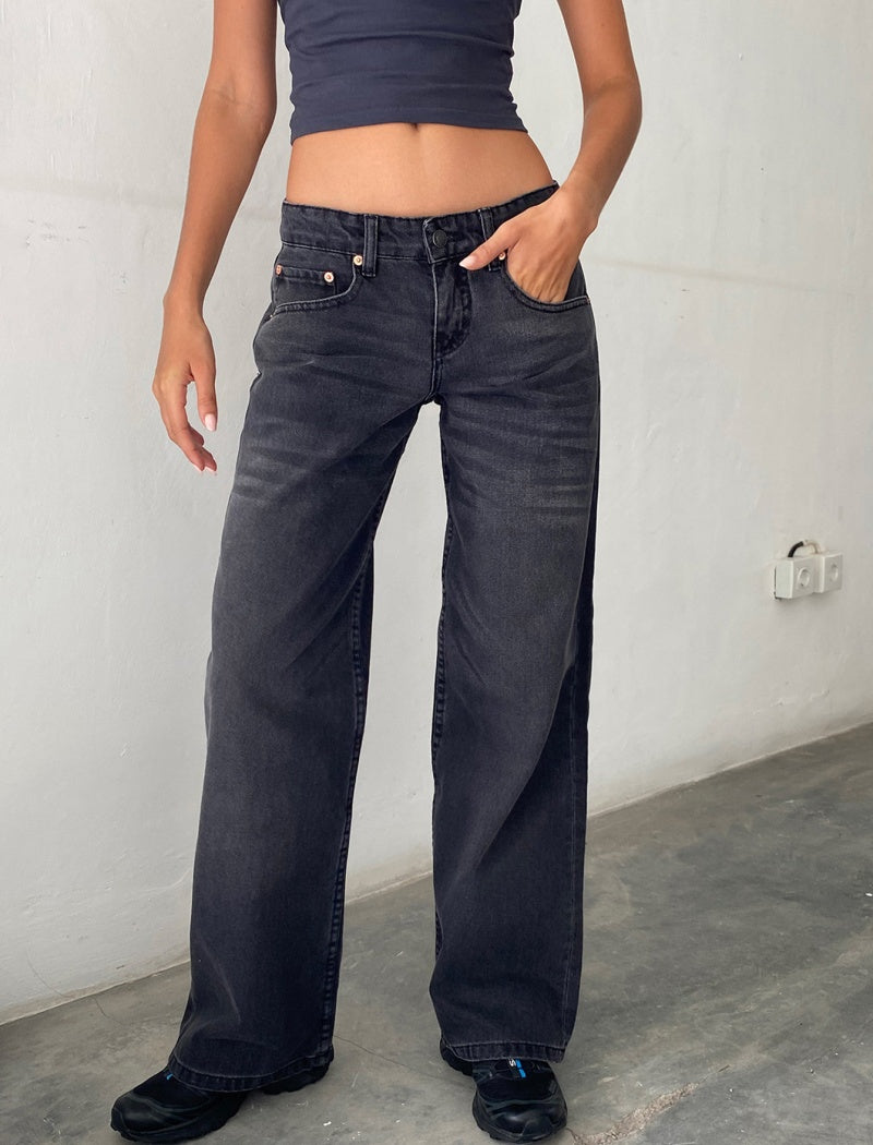 High-Waisted Straight-Leg Denim Jeans