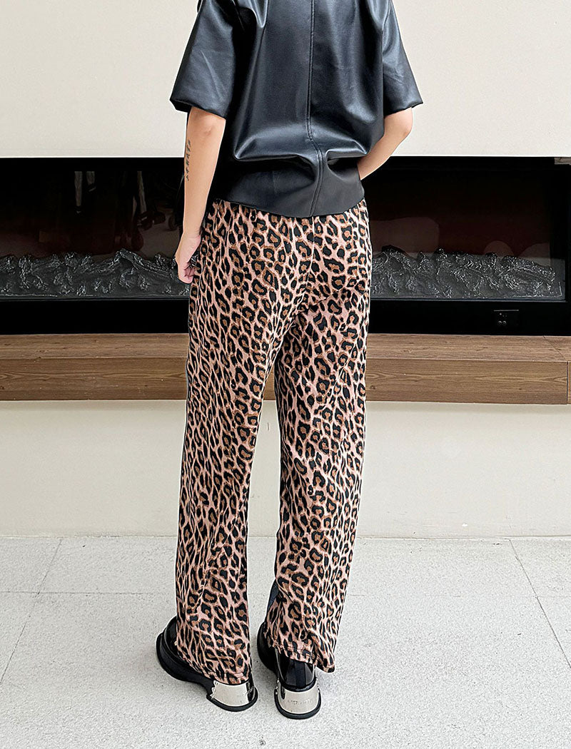 Contrast Panel Metallic Wide-Leg Jeans