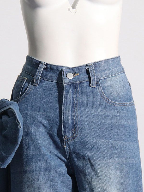 Bow Wide-Leg Jeans