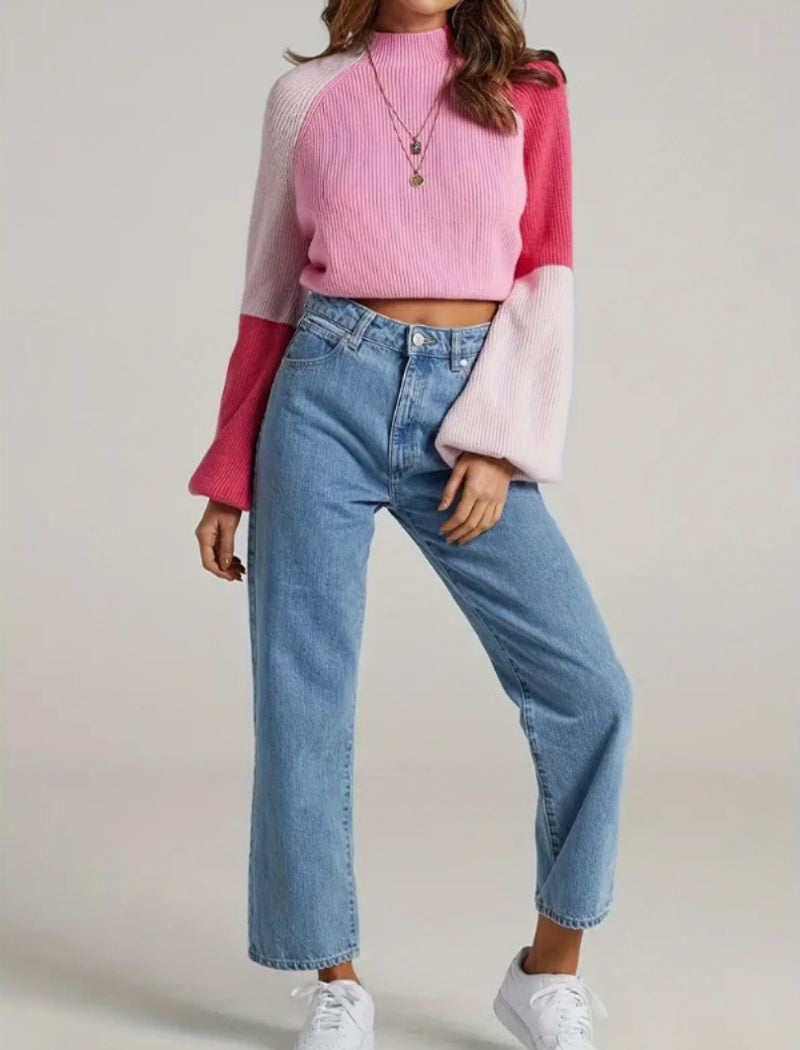 Colorblock Bell Sleeve Sweater