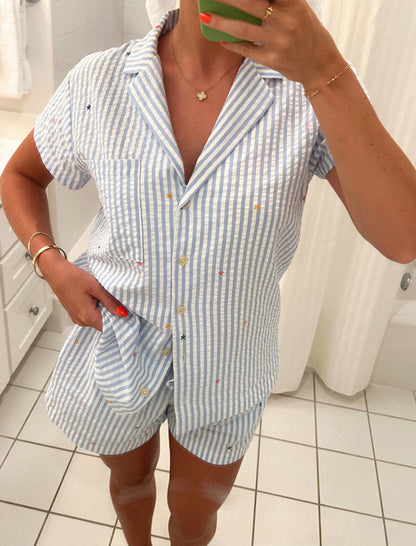 Casual Short Sleeve Top and Shorts Pajama Set