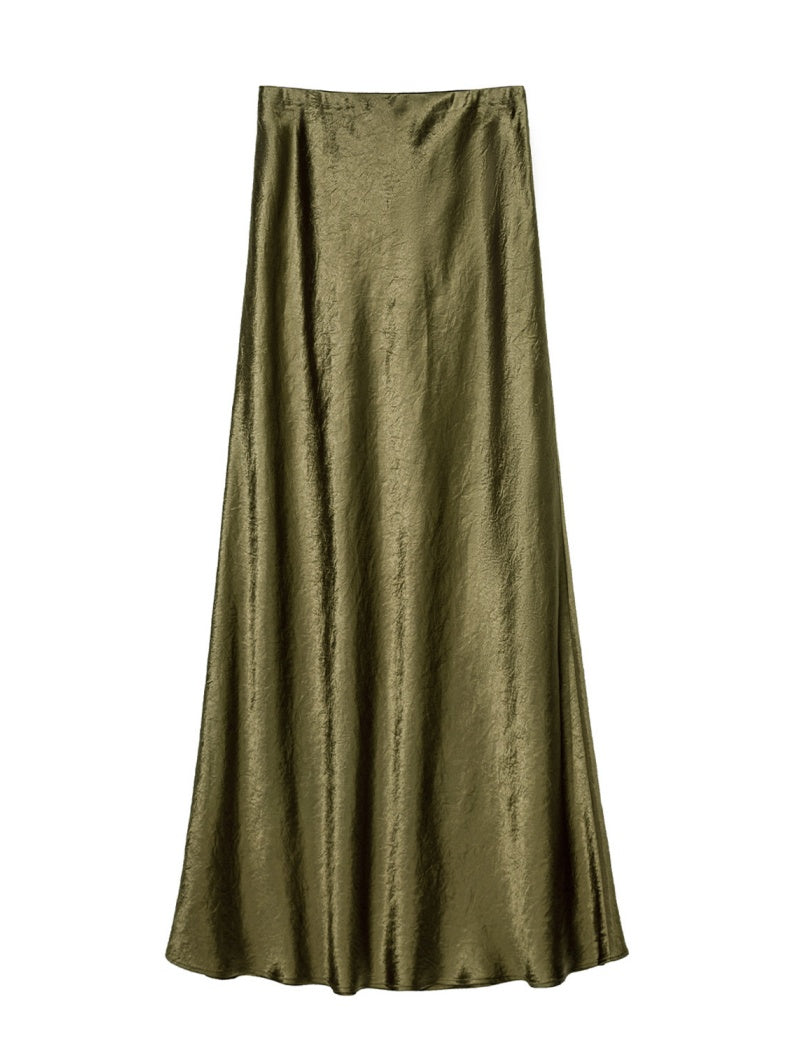 High-Rise Satin Maxi Skirt