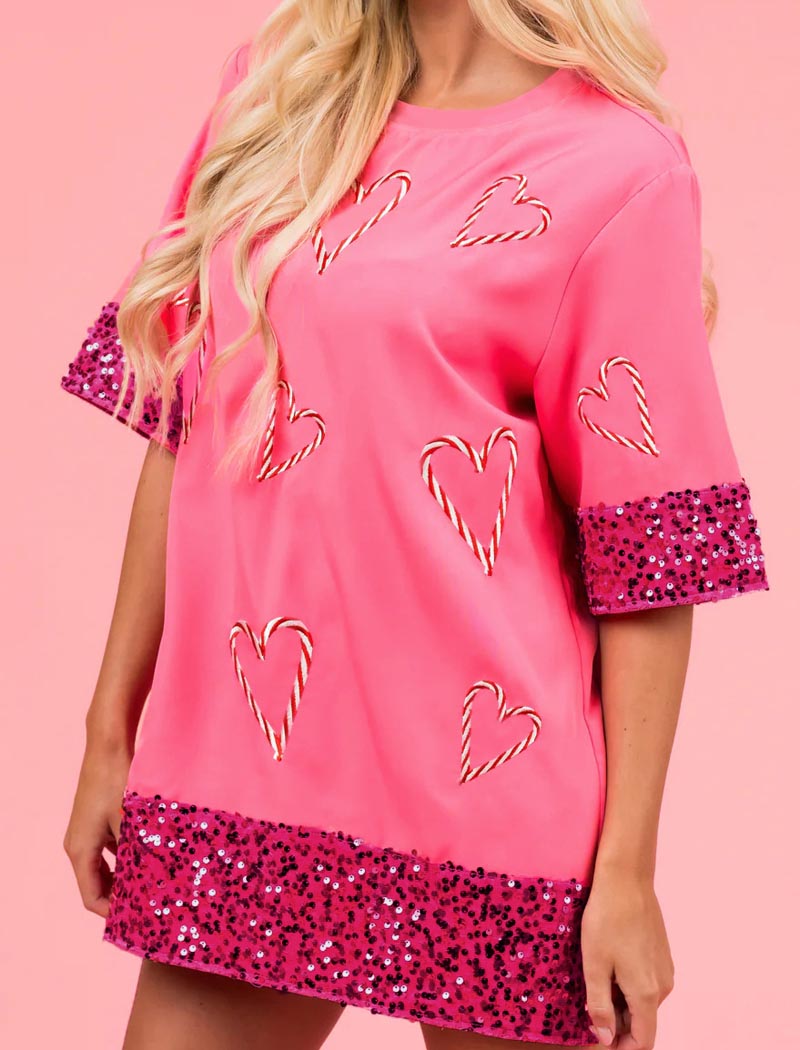 Sequined Heart Appliques Top