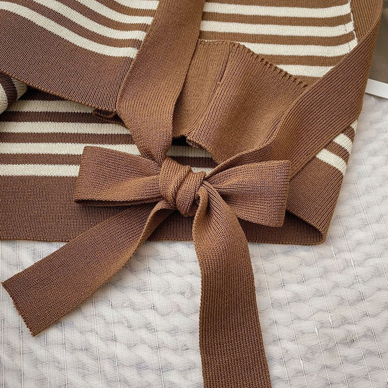 Striped Knit Vest with Side Tie Details