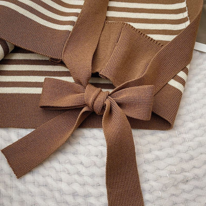 Striped Knit Vest with Side Tie Details