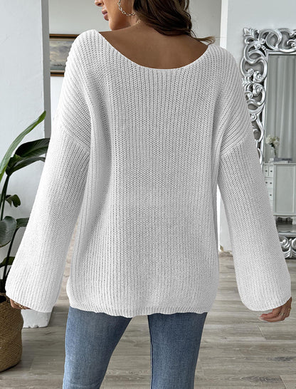 Heart Print Loose Knit Sweater