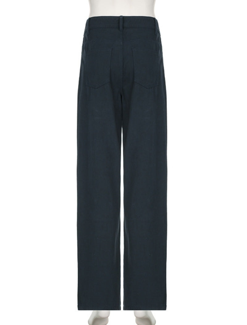 Wide-Leg Button Detail Pants