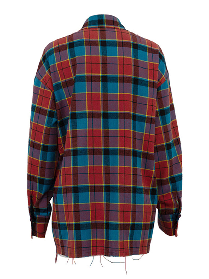 Oversized Plaid Button-Up Shirt