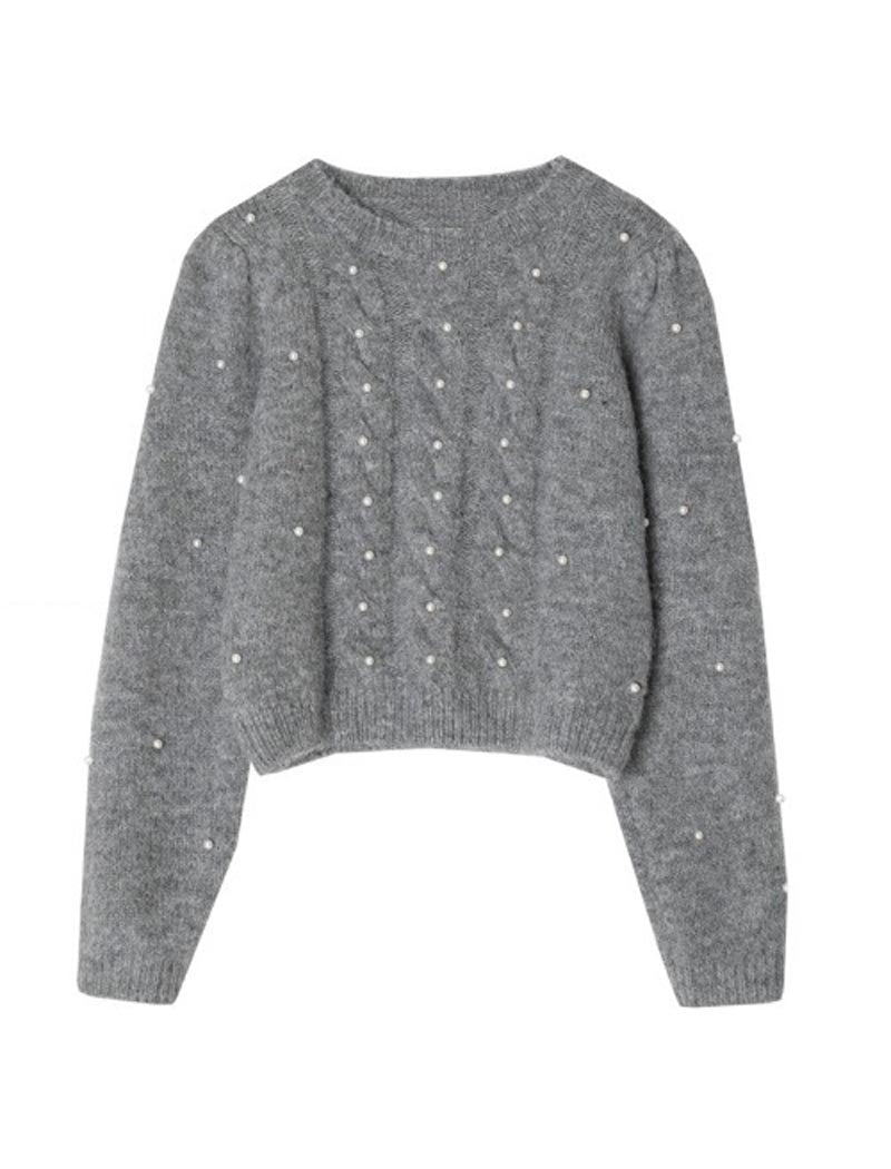 Crew Neck Knit Pearl Sweater