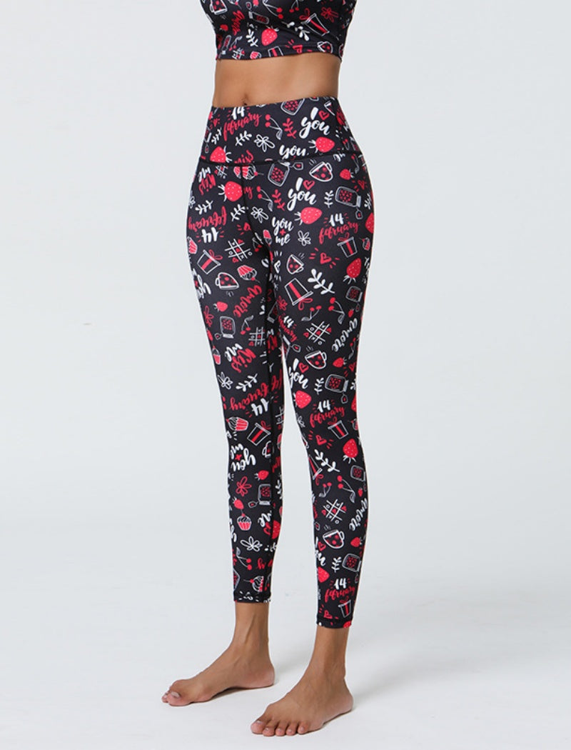 Festive Santa Print High-Waist Leggings