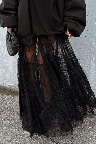 Sheer Lace Maxi Skirt