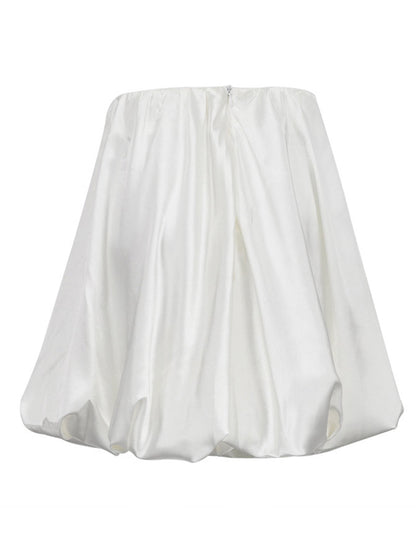 Satin Bubble Skirt with Elastic Waist