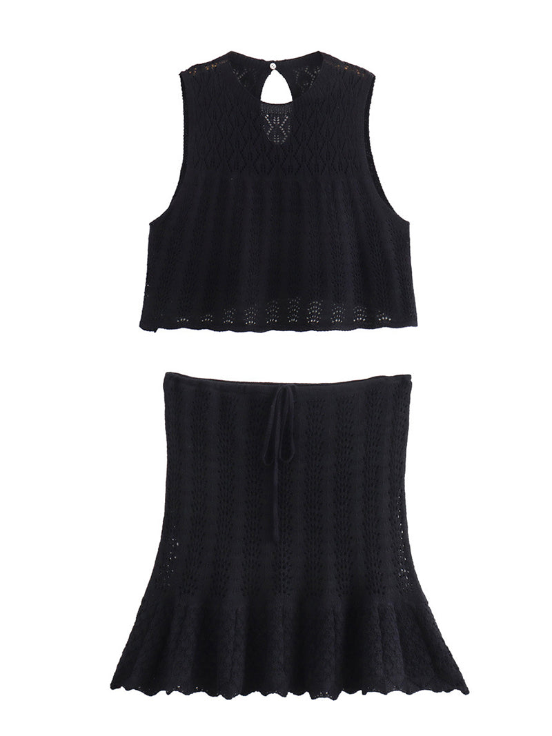 Tiered Sleeveless Top and Mini Skirt Set