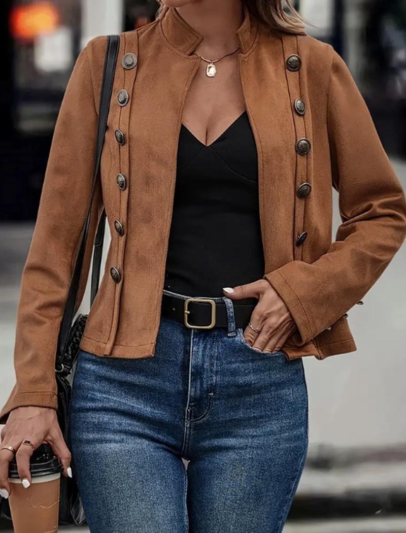 Military-Inspired Buttoned Jacket