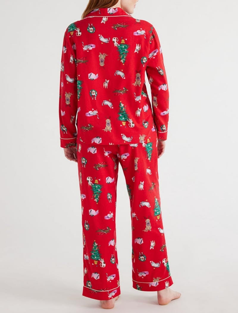 Festive Print Long Sleeve Pajama Set