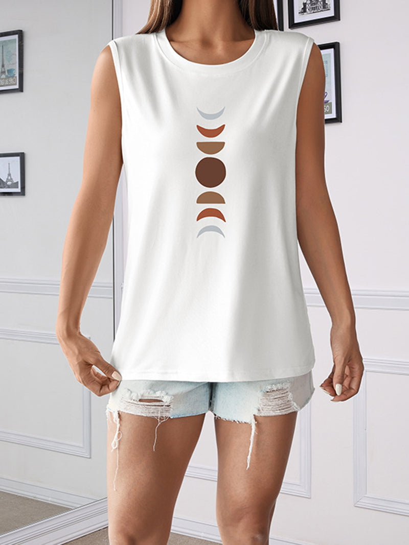 Moon Print Sleeveless Top