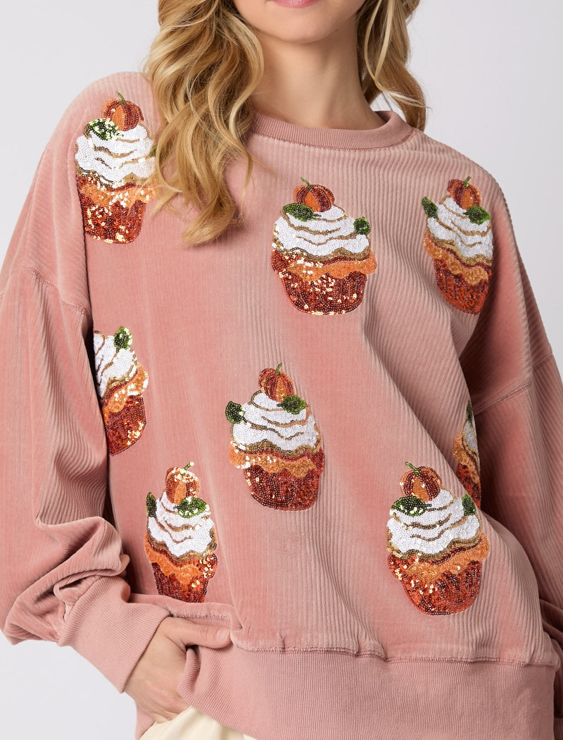 Sequin Cupcake Embellished Pullover