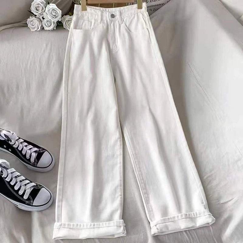 High-Waisted Loose Fit Straight Leg Jeans