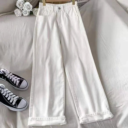 High-Waisted Loose Fit Straight Leg Jeans