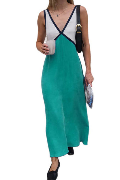 Colorblock V-Neck Maxi Dress