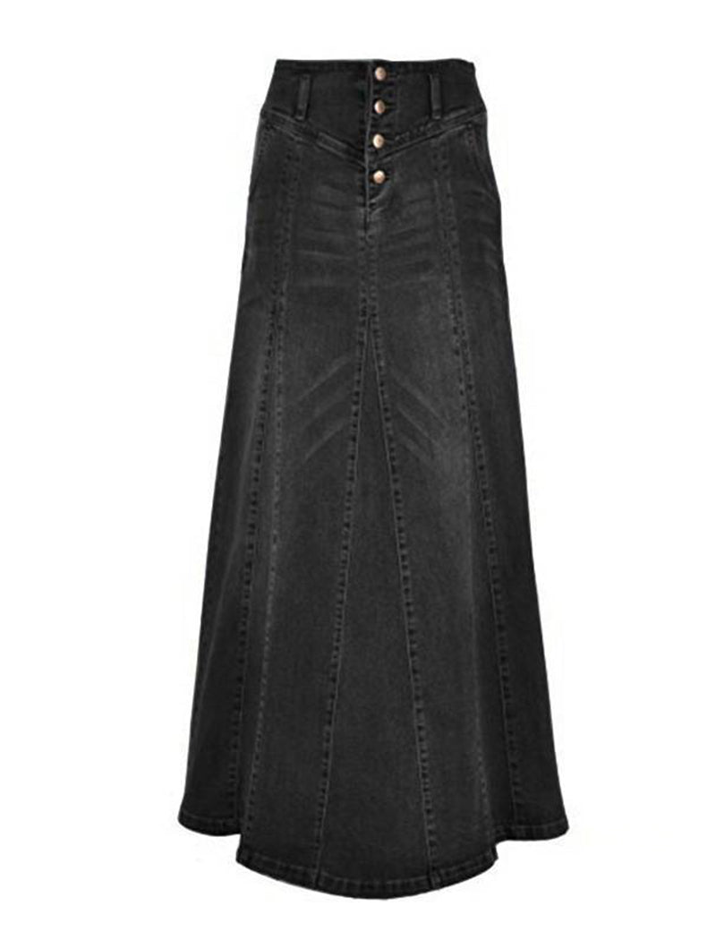High-Waisted Pocketed Loose Buttoned Skirt