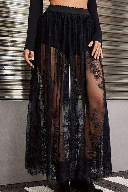 Sheer Lace Maxi Skirt